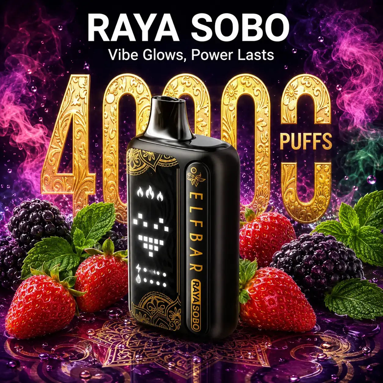 elfbar raya sobo vape 40000 puffs - blackberry mint strawberry
