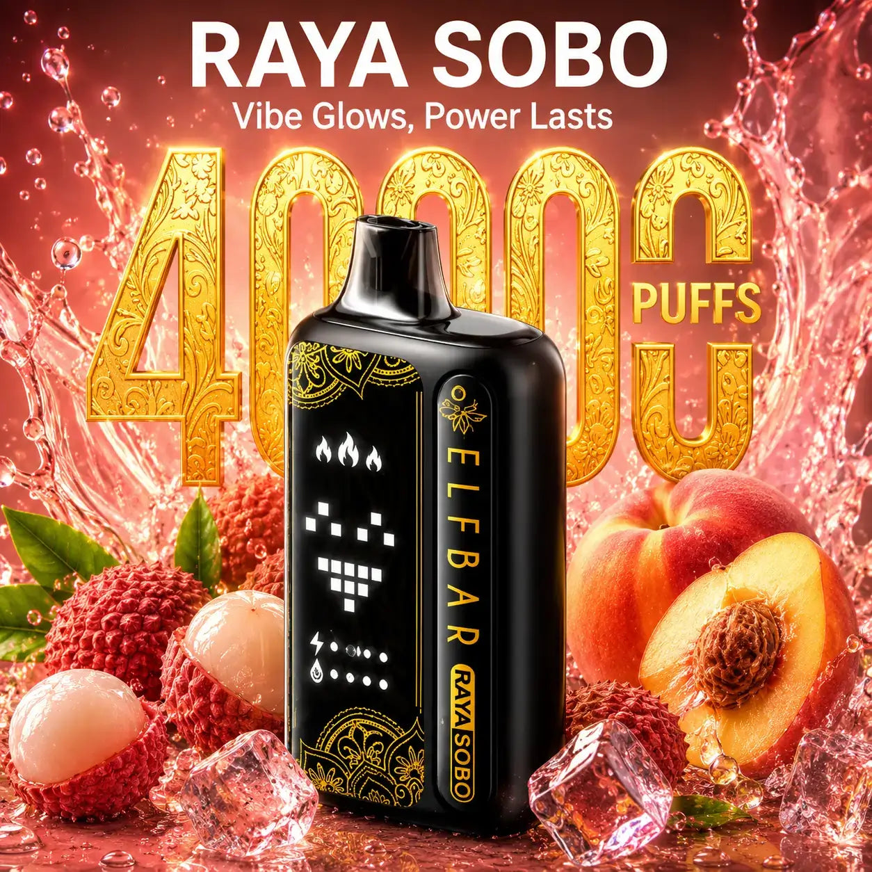 Elfbar Raya Sobo 40K Puffs electronic Vape - Lychee Juicy Peach