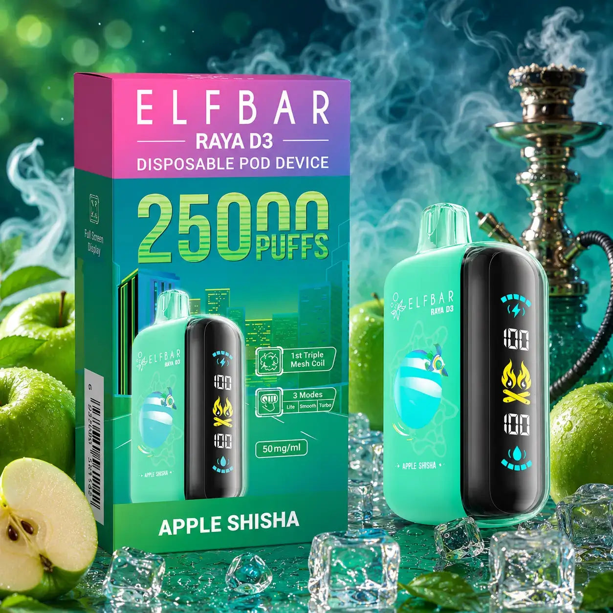 Elfbar Raya D3 vape - Apple Shisha