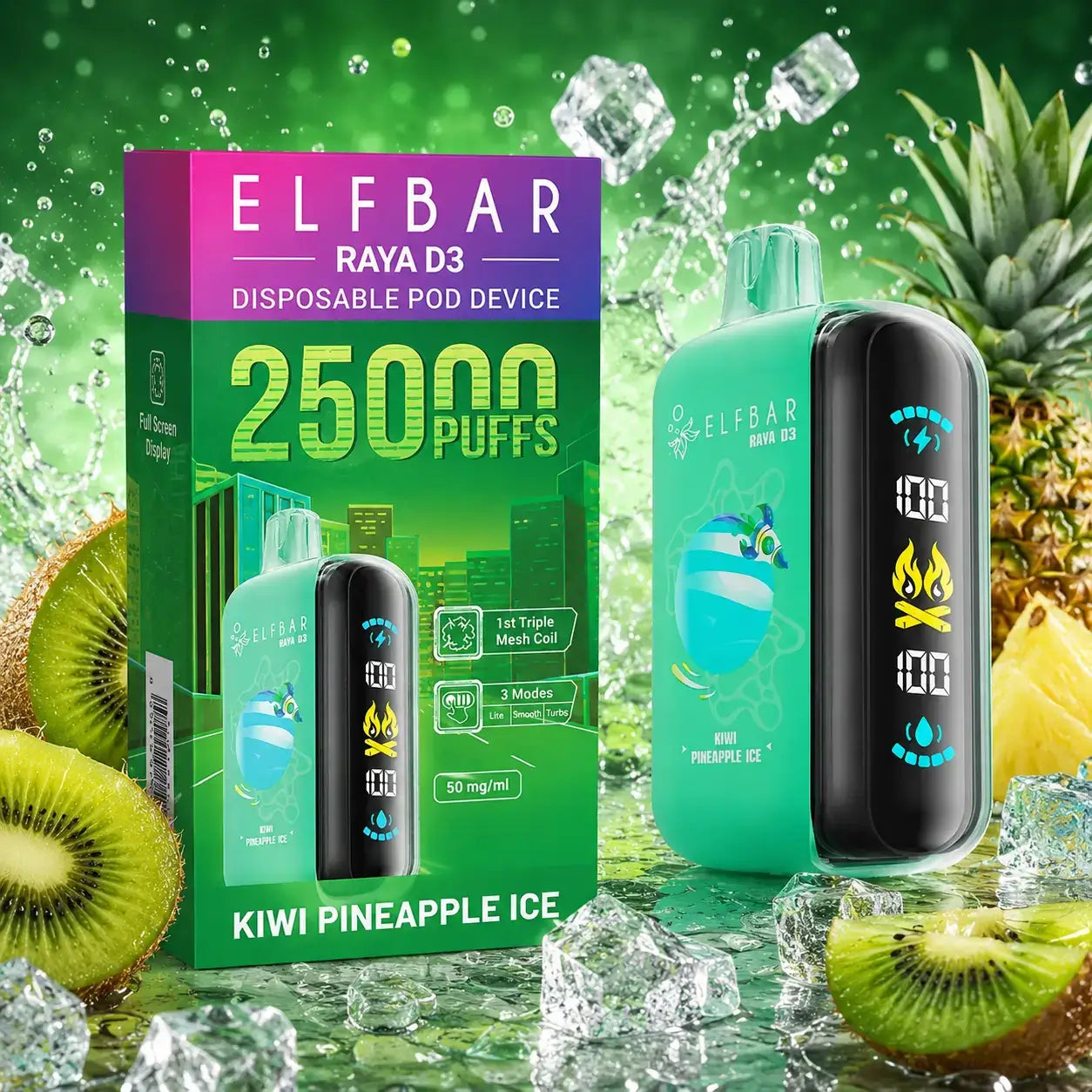 elfbar raya d3 vape - kiwi pineapple ice