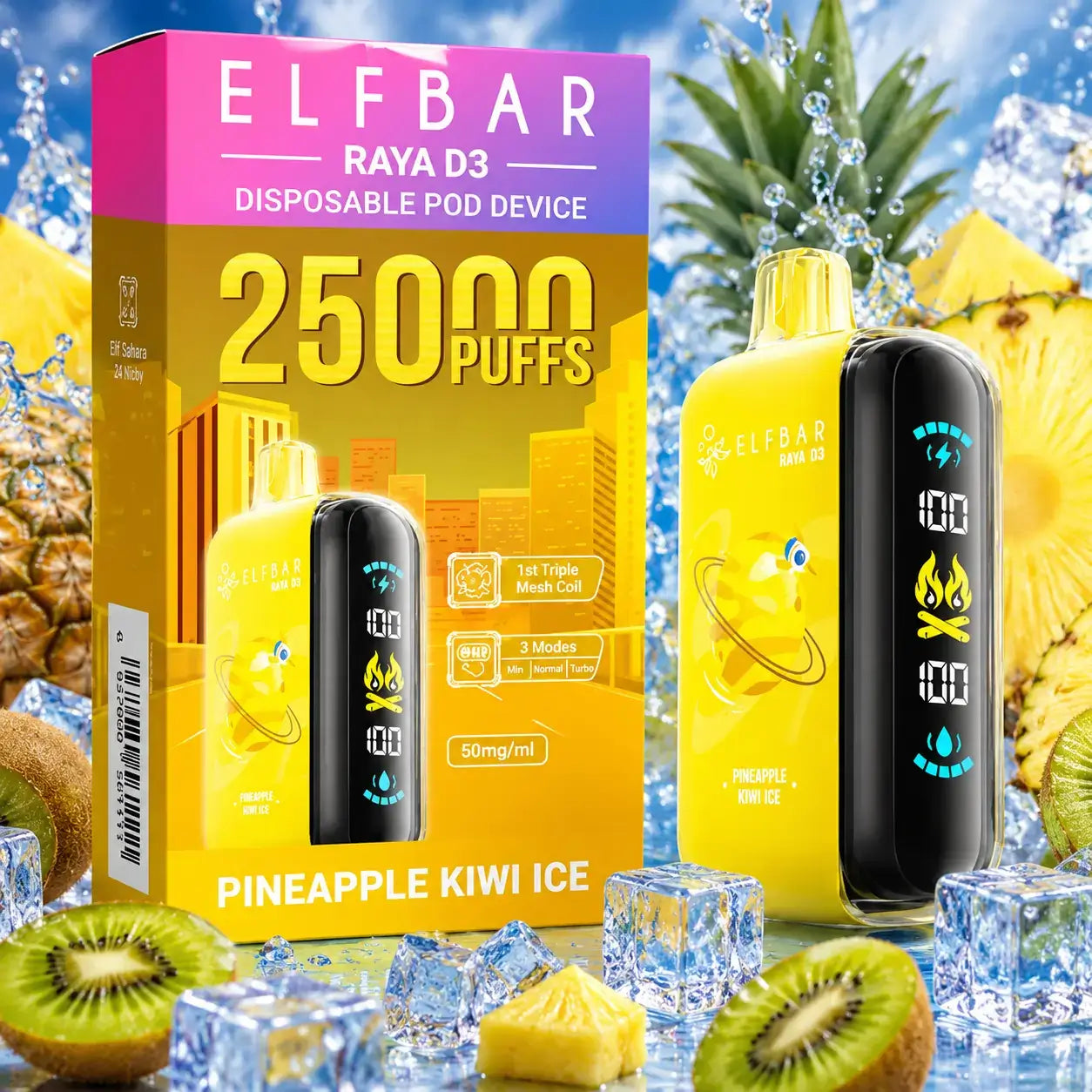 Elfbar Raya D3 vape - Pineapple Kiwi Ice