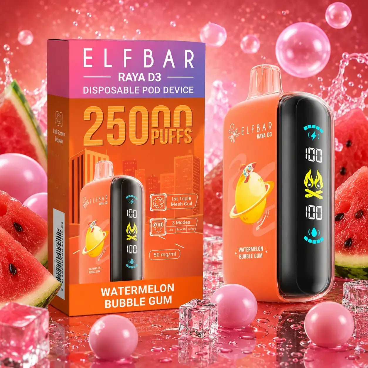 elfbar raya d3 vape (e-cigarrete) - watermelon bubble gum