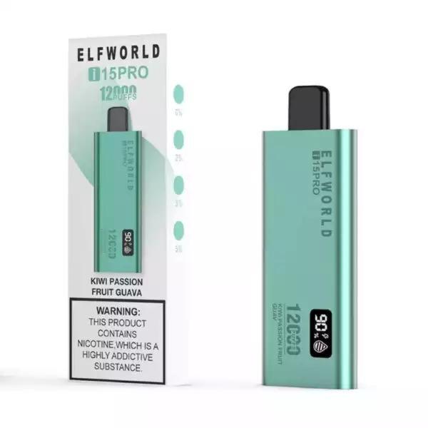 elfworld i15pro 12000 puffs disposable vape Monkbro kiwi passion fruit guava